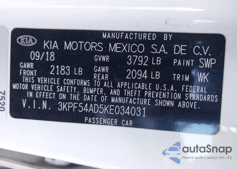 2019 Kia Forte Ex из США, поврежденный, VIN 3KPF54AD5KE034031